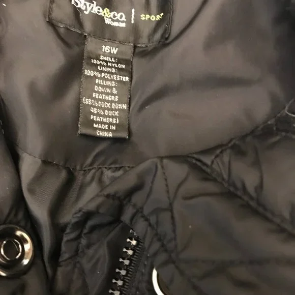 Style & Co 16W Woman's down filled black VEST - Picture 12 of 12